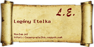 Legény Etelka névjegykártya